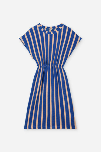 Robe April Dolce Vita Stripes | gestreepte badstof jurk blauw en roze voor meisjes We Are Kids | Verkrijgbaar bij Little FashionA Addict