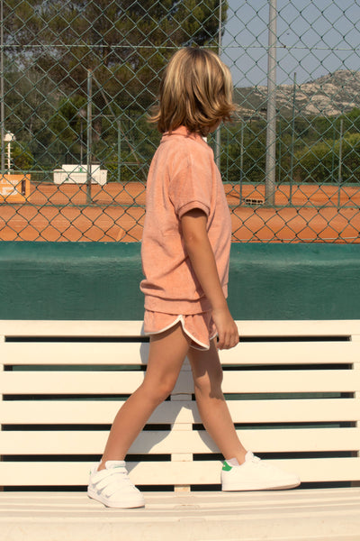 Short Juju Terry in het oudroze voor jongens en meisjes vanaf 4 jaar uit de collectie Mare e Sole van We Are Kids. Verkrijgbaar bij Little Fashion Addict.