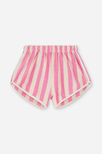 we are kids short juju bubble gum – vrolijke korte broek voor meisjes in bubble gum kleur, gemaakt van biologisch katoen | Verkrijgbaar bij Little Fashion Addict