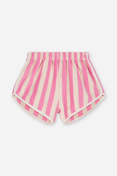 we are kids short juju bubble gum – vrolijke korte broek voor meisjes in bubble gum kleur, gemaakt van biologisch katoen | Verkrijgbaar bij Little Fashion Addict