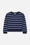 Sweat Nat Navy Stripes | Gestreepte sweater in badstof donkerblauw voor jongens We Are Kids | Verkrijgbaar bij Little Fashion Addict