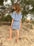 We Are Kids Bree Organic Sponge Topje Grey Blue – Meisjes topje van biologisch katoen, grijsblauw van kleur, met spongy textuur | Verkrijgbaar bij Little Fashion Addict