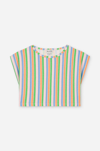 Top Jodie Happy Stripes van We Are Kids voor meisjes met kleurrijke pastelstrepen. | Top Jodie Happy Stripes van We Are Kids - Verkrijgbaar bij Little Fashion Addict.