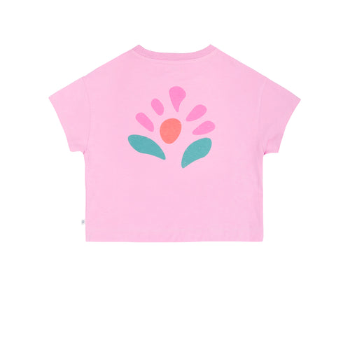 Livia T-shirt Fuchsia Pink van Jenest – roze meisjes T-shirt met bloemenprint op de rug | verkrijgbaar bij Little Fashion Addict