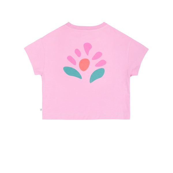Livia T-shirt Fuchsia Pink van Jenest – roze meisjes T-shirt met bloemenprint op de rug | verkrijgbaar bij Little Fashion Addict
