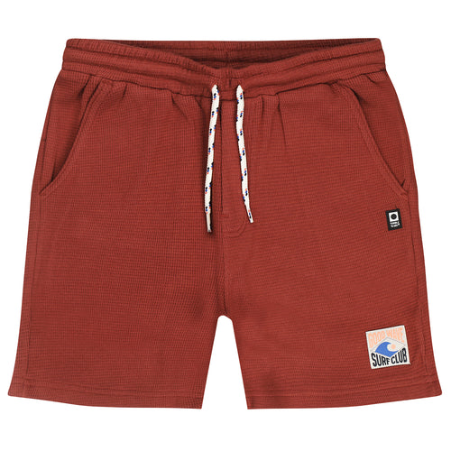 Roestkleurige jongensshort in wafelstof van Tumble ’n Dry | Southport Shorts Brown van Tumble 'n Dry - verkrijgbaar bij Little Fashion Addict