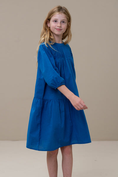Kledingmerk: By-Bar - Girls fashion brand - Girls Puck Dress - in het Koningsblauw - Van 4 tot 12 jaar beschikbaar bij littlefashionaddict.com