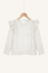 Kledingmerk: By-Bar - Girls fashion brand - Girls Demi Blouse - Kleur: Off White - Van 4 tot 12 jaar beschikbaar bij littlefashionaddict.com