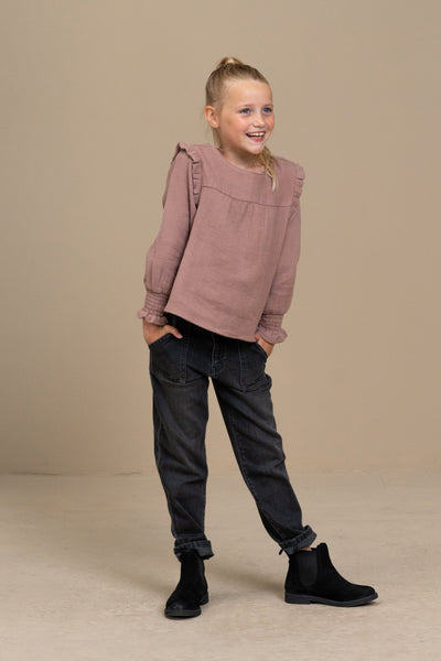 Little Fashion Addict - By-Bar - Girls fashion brand - Girls Mila Gauze Blouse in dusty lilac - Van 4 tot 10 jaar beschikbaar bij Little Fashion Addict