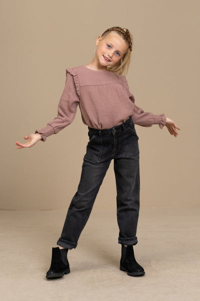 Little Fashion Addict - By-Bar - Girls fashion brand - Girls Mila Gauze Blouse in dusty lilac - Van 4 tot 10 jaar beschikbaar bij Little Fashion Addict