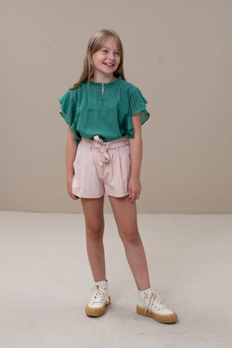 Kledingmerk: By-Bar - Girls fashion brand - Girls Jade Short - Kleur: Fresh Rose - Van 4 tot 12 jaar beschikbaar bij littlefashionaddict.com