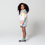 Littlefashionaddict - Gosoaky Blue Bird - Korte gestreepte regenjas met kap voor meisjes - Vanaf maat 86 tot maat 152 - Meisjesmode - Verkrijgbaar bij Littlefashionaddict.com