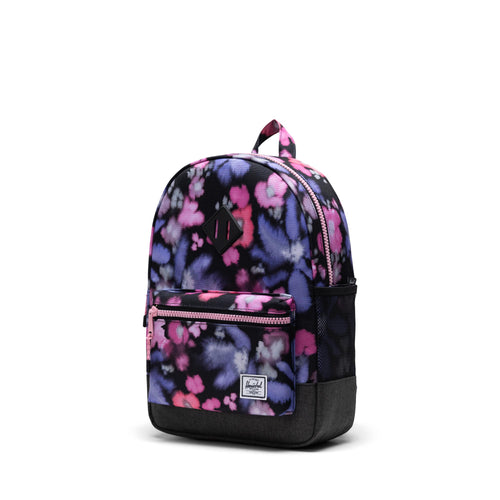 Little Fashion Addict - Herschel Rugzak - Heritage Youth Blurry Floral / Black Crosshatch - Ideaal voor kids vanaf 5 jaar - Verkrijgbaar bij Little Fashion Addict