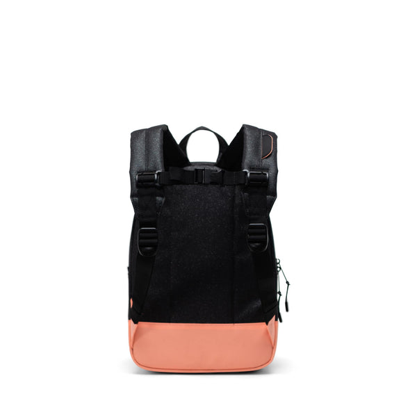 Herschel Heritage Kids Black Sparkle / Neon Peach - Rugzak ideaal voor de kleuterklas - Verkrijgbaar bij Little Fashion Addict