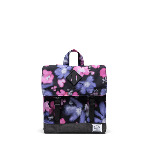 Herschel Survey Kids Blurry Floral/Black Crosshatch - Ideaal als eerste rugzak voor jouw kleuter - verkrijgbaar bij Little Fashion Addict