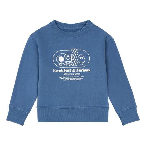 Hundred Pieces - Organic Cotton Breakfast Sweatshirt - Denim Blue - boys fashion - Beschikbaar vanaf 4 jaar tot 10 jaar - Verkrijgbaar bij Little Fashion Addict