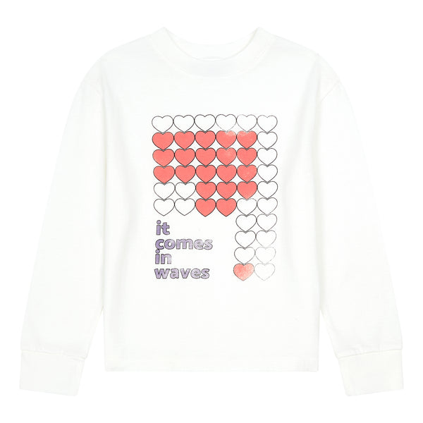 Hundred Pieces - Off white - Longsleeve T-shirt 'It comes in Waves' - Meisjesmode - Herfst- en Wintercollectie 2022 - Kleur: gebroken wit - Verkrijgbaar bij Littlefashionaddict.com vanaf 4 jaar tot 12 jaar