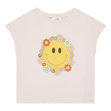 Hundred Pieces - Organic Cotton FlowerSmile T-shirt - Kleur: Lichtroze  - Meisjesmode - Zomercollectie 2023 - Verkrijgbaar bij Littlefashionaddict.com