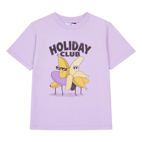 Hundred Pieces - Organic Cotton Holiday Club Girl T-shirt - Kleur: Lichtpaars - Meisjesmode - Zomercollectie 2023 - Verkrijgbaar bij Littlefashionaddict.com