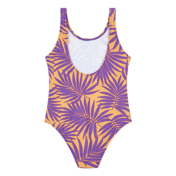 Hundred Pieces - Badpak met print van palmbomen - Kleur: Paars en oranje - Meisjesmode - Zomercollectie 2023 - Verkrijgbaar bij Littlefashionaddict.com