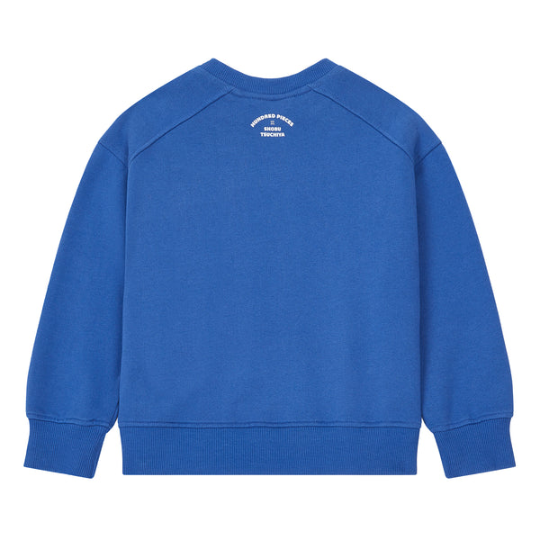 Hundred Pieces - Organic Cotton Shobu Happy Sweatshirt - Kleur: Azure Blue - Sweater voor jongens - Zomercollectie 2023 - Jongensmode - Verkrijgbaar bij Littlefashionaddict.com