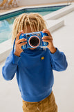 Hundred Pieces - Organic Cotton Shobu Happy Sweatshirt - Kleur: Azure Blue - Sweater voor jongens - Zomercollectie 2023 - Jongensmode - Verkrijgbaar bij Littlefashionaddict.com