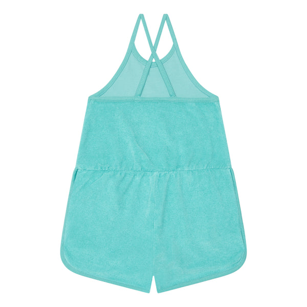 Hundred Pieces - Organic Terry Cloth Playsuit - Kleur: Turquoise - Zomerse jumpsuit/playsuit - Meisjesmode - Zomercollectie 2023 - Verkrijgbaar bij Littlefashionaddict.com