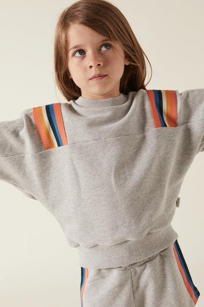 Hundred Pieces - Organic Cotton Sweatshirt with Cut-Out - Meisjesmode - Zomercollectie 2022 - Kleur: Light Eather Grey - Verkrijgbaar bij Littlefashionaddict.com