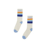 Little Fashion Addict - Hundred Pieces - Pack van 2 paar sokken voor jongens - Wit en blauw met tekst 'Thank Youth' en tekst 'Funky Feet'