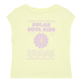 Hundred Pieces - Tank Top - Meisjesmode - Zomercollectie 2022 - Kleur: Lemon Yellow met vintage print 'Solar Soul Kids' - Verkrijgbaar bij Littlefashionaddict.com