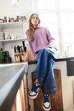 INDEE - Belgische modemerk - Karoke V Neck Knit Sweater - paars - verkrijgbaar bij littlefashionaddict.com