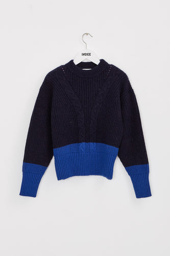 INDEE - Belgische modemerk - Kiss Knit-Sweater in Midnight Blue - verkrijgbaar bij littlefashionaddict.com