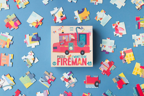 Londji Kinderpuzzel - Puzzel 36 stukken - I want to be ... Fireman - Voor kids vanaf 3 jaar - Verkrijgbaar bij Littlefashionaddict.com