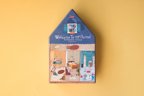 Londji  Kinderpuzzel - Puzzel 36 stukken - Welcome to my home - Voor kids vanaf 3 jaar - Verkrijgbaar bij Littlefashionaddict.com