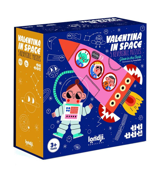 Londji  Kinderpuzzel - Set van 5 puzzels - Valentina in Space - Voor kids vanaf 3 jaar - Verkrijgbaar bij Littlefashionaddict.com