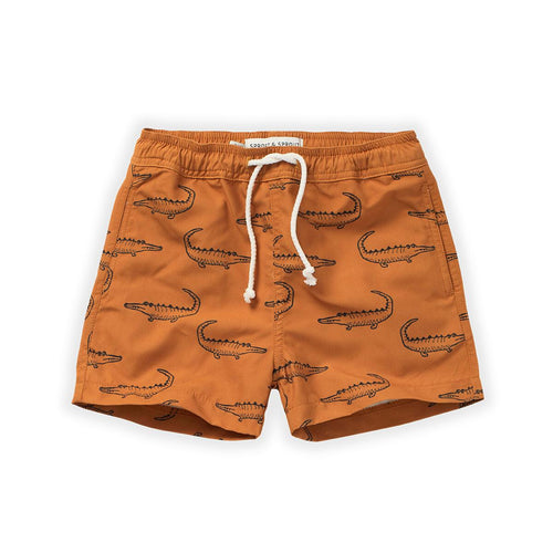 Little Fashion Addict - Sproet & Sprout – Swim Shorts print Croco - Kleur: Clay - Voor jongens - Collectie: Camp Nowhere verkrijgbaar bij Littlefashionaddict.com