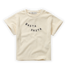 Little Fashion Addict - Sproet & Sprout – Terry T-shirt Basta Pasta - Kleur: Pear (Cream) - unisex - voor jongens en meisjes- Collectie: Tuscan Holiday at Nonna's - verkrijgbaar bij Littlefashionaddict.com