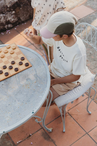 Little Fashion Addict - Sproet & Sprout – Terry T-shirt Basta Pasta - Kleur: Pear (Cream) - unisex - voor jongens en meisjes- Collectie: Tuscan Holiday at Nonna's - verkrijgbaar bij Littlefashionaddict.com