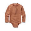 Little Fashion Addict - Sproet & Sprout – Swimsuit Longsleeve oh la la - UV-protection - Kleur: Café - Voor meisjes - Meisjesmode - Collectie: Tuscan Holiday at Nonna's - verkrijgbaar bij Littlefashionaddict.com