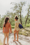 Little Fashion Addict - Sproet & Sprout – Swimsuit Longsleeve oh la la - UV-protection - Kleur: Café - Voor meisjes - Meisjesmode - Collectie: Tuscan Holiday at Nonna's - verkrijgbaar bij Littlefashionaddict.com