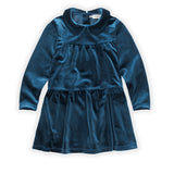 Sproet & Sprout - Collectie: The Quirky Bunch of Misfits – Dress Velvet Blue in het kleur Lake Blue - Verkrijgbaar bij Little Fashion Addict