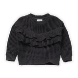 Littlefashionaddict - Sproet & Sprout - AW22 - Sweater Ruffle asphalt (sweater mer ruffles in het donkergrijs) - Voor meisjes - Vanaf 4 tot 10 jaar in stock en verkrijgbaar bij Little Fashion Addict