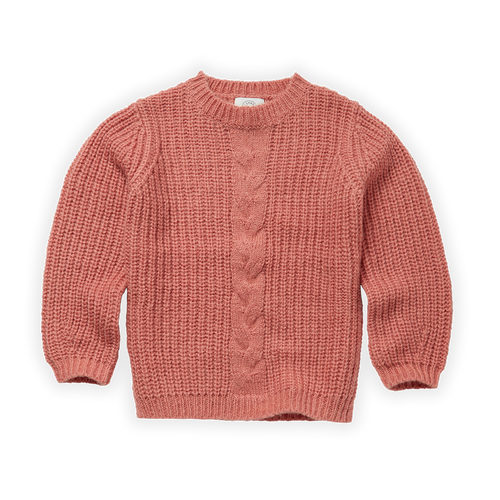 Littlefashionaddict - Sproet & Sprout - AW22 - Cable Sweater Faded Rose (Gebreide sweater) - Voor meisjes - Vanaf 4 tot 10 jaar in stock en verkrijgbaar bij Little Fashion Addict