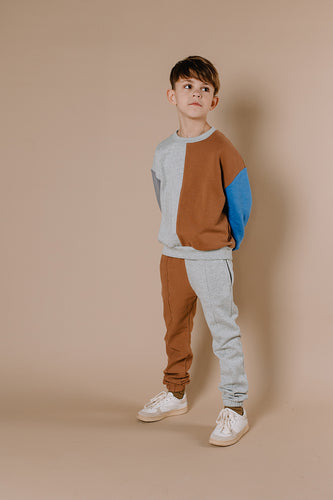 Littlefashionaddict - Sproet & Sprout - AW22 - Sweatshirt colourblock - Voor jongens - Vanaf 4 tot 10 jaar in stock en verkrijgbaar bij Little Fashion Addict