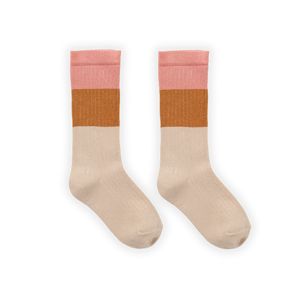 Littlefashionaddict - Sproet & Sprout - AW22 - High colourblock socks Rose - Voor meisjes - Vanaf 4 tot 10 jaar in stock en verkrijgbaar bij Little Fashion Addict