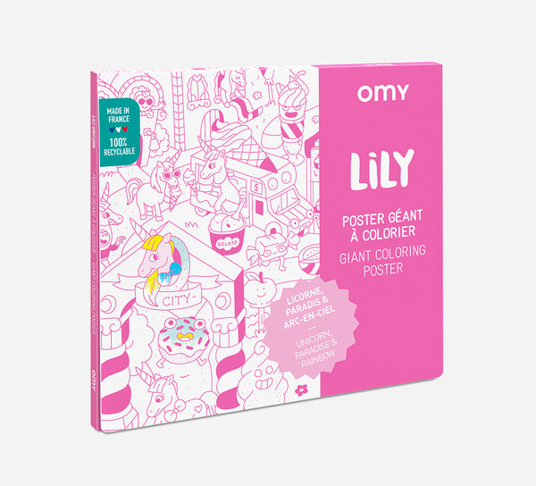 Omy - Giant coloring poster Lily: Unicorns & rainbows - Verkrijgbaar bij littlefashionaddict.com