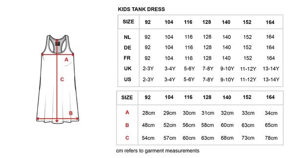 Snurk - Tank Dress Kids - Maattabel - Beschikbaar vanaf maat 92 tot 164 - Verkrijgbaar bij Littlefashionaddict.com