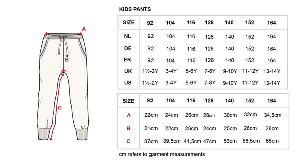 Snurk - Balloon Doggies Pants (Broek) for kids - maattabel - Verkrijgbaar bij Little Fashion Addict