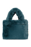 Little Fashion Addict - Studio Noos - Faux Fur Mini Handbag - Kleur: Petrolblauw - Verkrijgbaar bij Littlefashionaddict.com