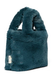 Little Fashion Addict - Studio Noos - Faux Fur Mini Handbag - Kleur: Petrolblauw - Verkrijgbaar bij Littlefashionaddict.com